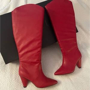 NEW Eloquii Red Knee High Boots with inner Zip Wide Calf Size 10